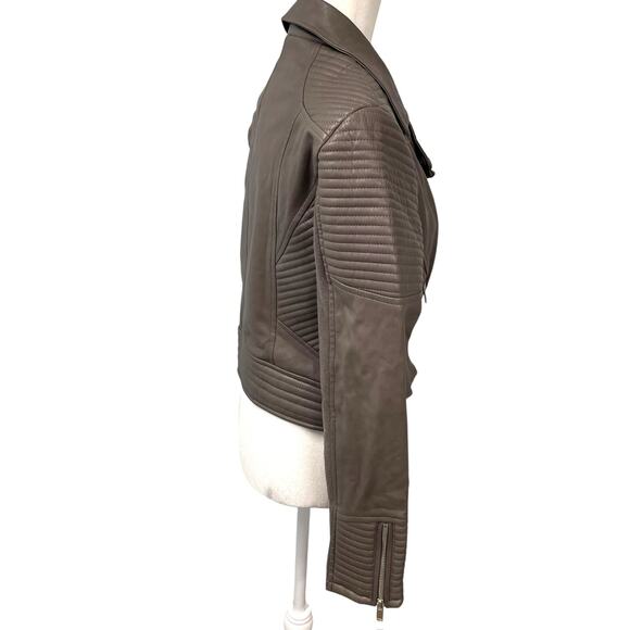 Bar III Vegan Leather Quilted Moto Jacket Gray M - Picture 2 of 8